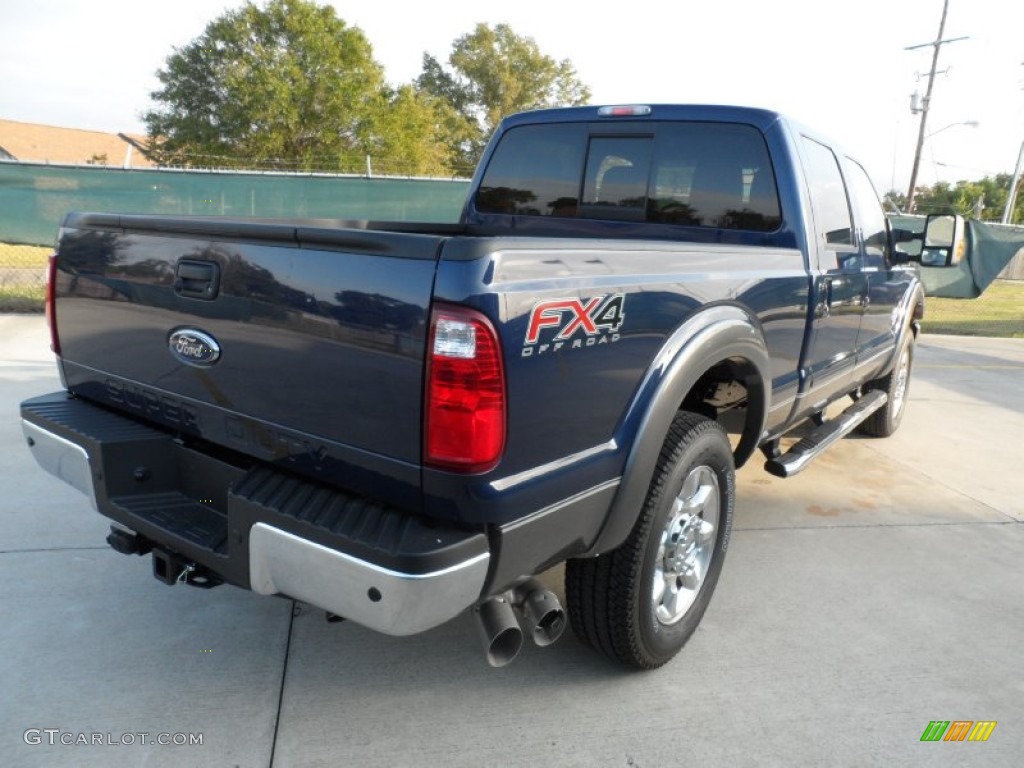 2012 F250 Super Duty Lariat Crew Cab 4x4 - Dark Blue Pearl Metallic / Black photo #3