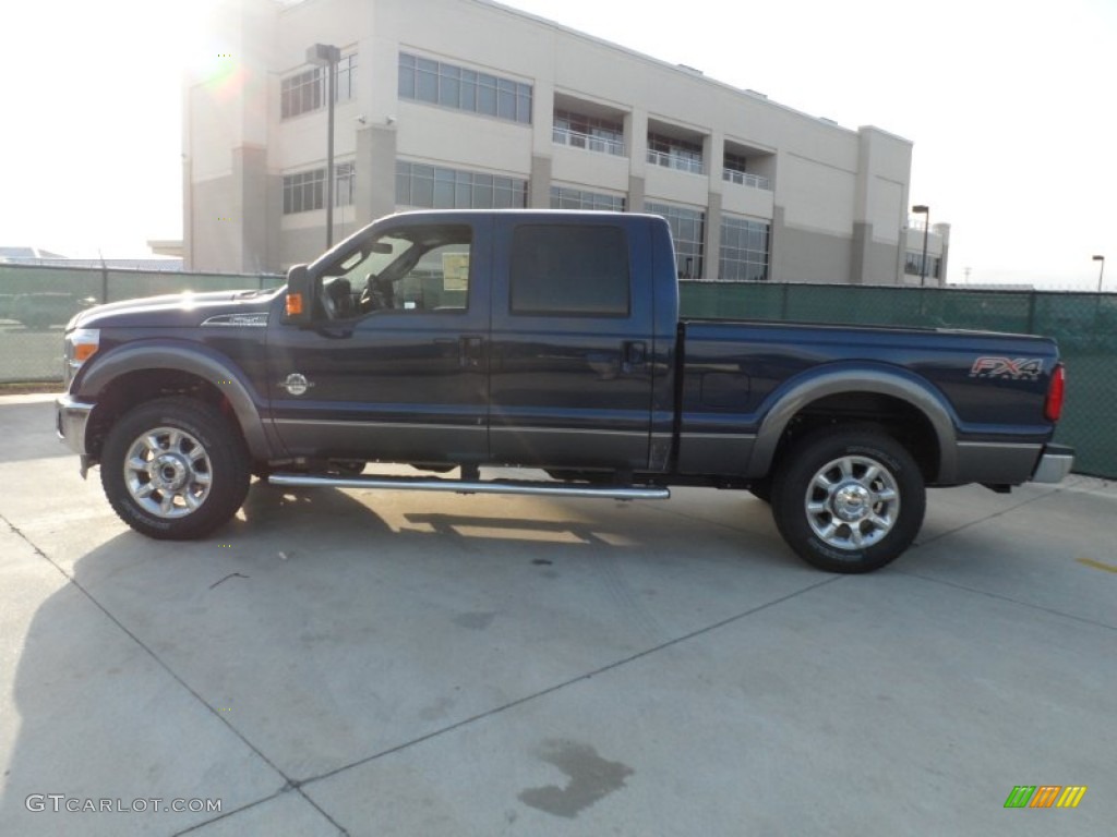 2012 F250 Super Duty Lariat Crew Cab 4x4 - Dark Blue Pearl Metallic / Black photo #6