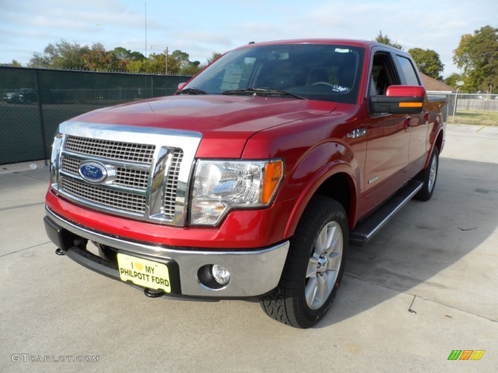 2011 F150 Lariat SuperCrew 4x4 - Red Candy Metallic / Black photo #7