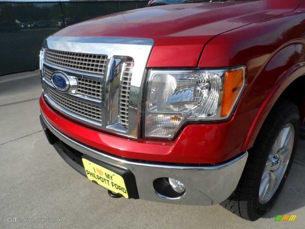 2011 F150 Lariat SuperCrew 4x4 - Red Candy Metallic / Black photo #11