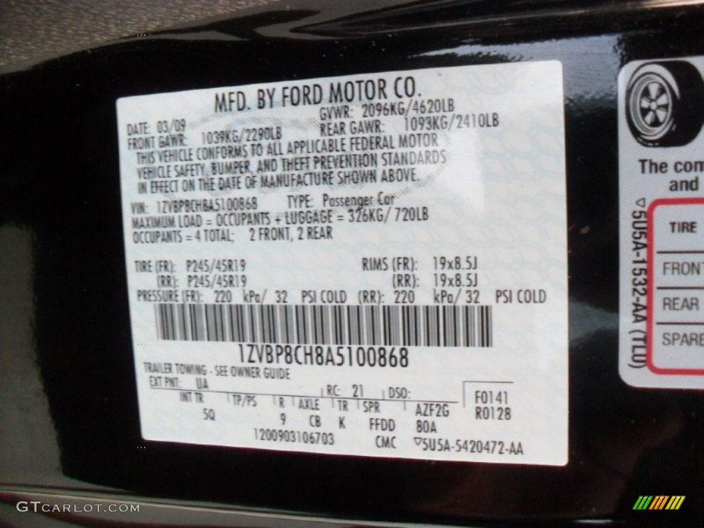 2010 Mustang Color Code UA for Black Photo #56232836