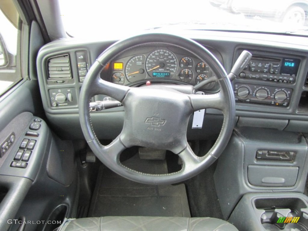 2002 Chevrolet Silverado 2500 LT Crew Cab 4x4 Graphite Steering Wheel Photo #56233883