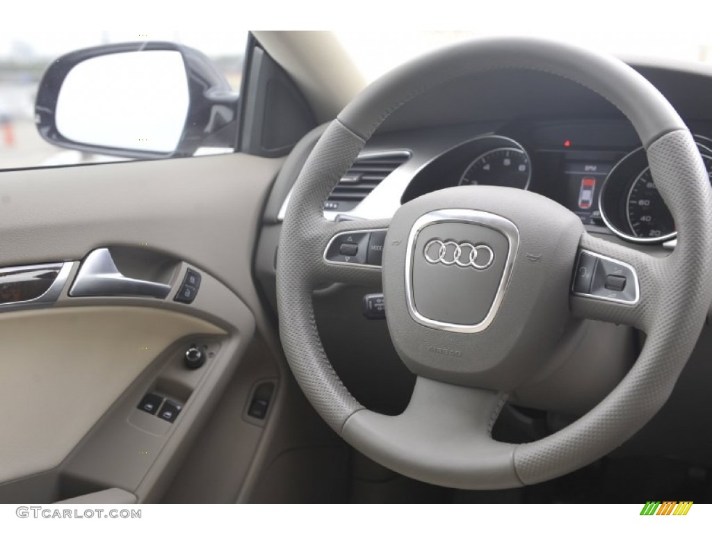 2011 Audi A5 2.0T quattro Coupe Linen Beige Steering Wheel Photo #56234801