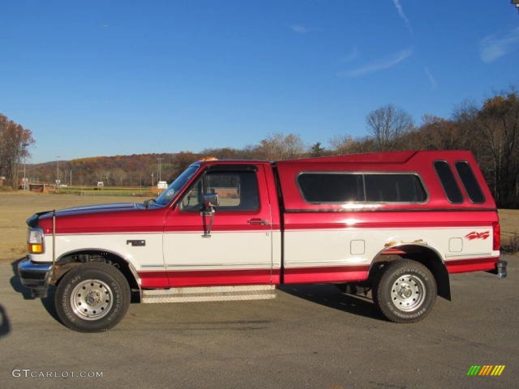 1995 F150 XLT Regular Cab 4x4 - Oxford White / Red photo #2