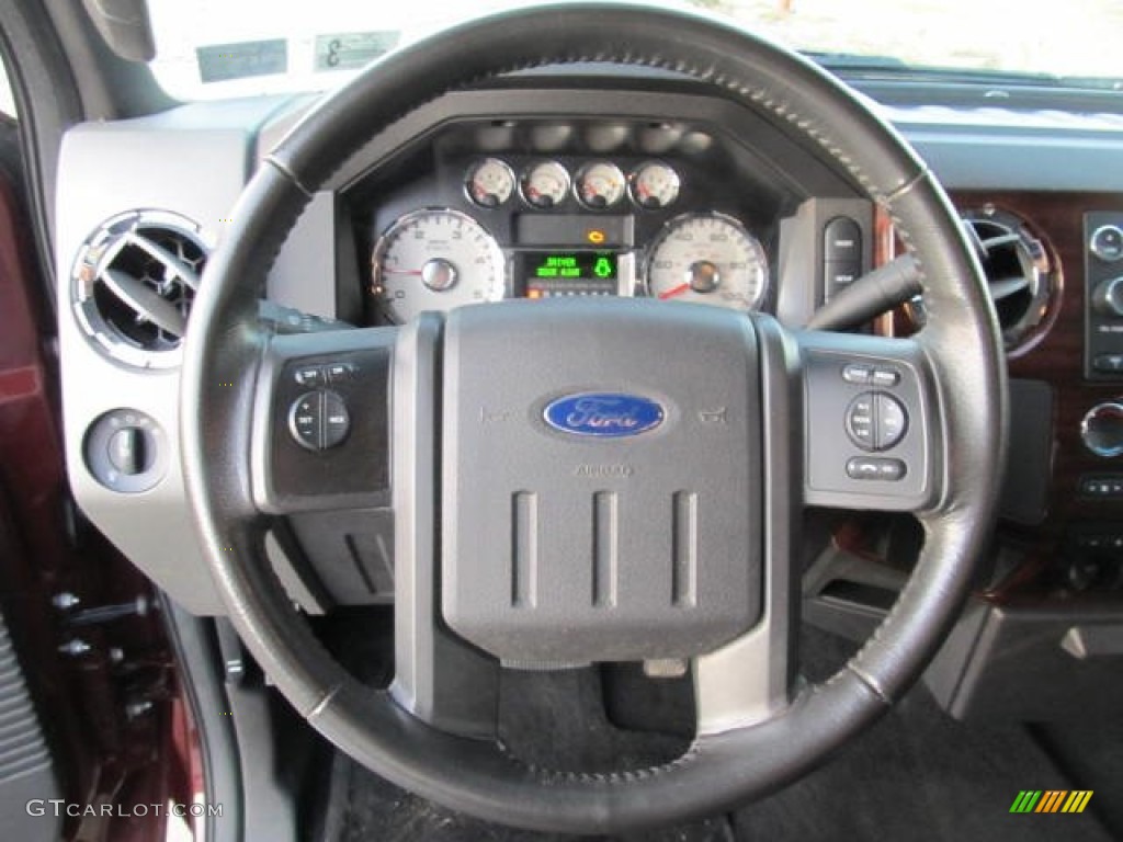 2010 Ford F250 Super Duty Lariat Crew Cab 4x4 Ebony Steering Wheel Photo #56236964