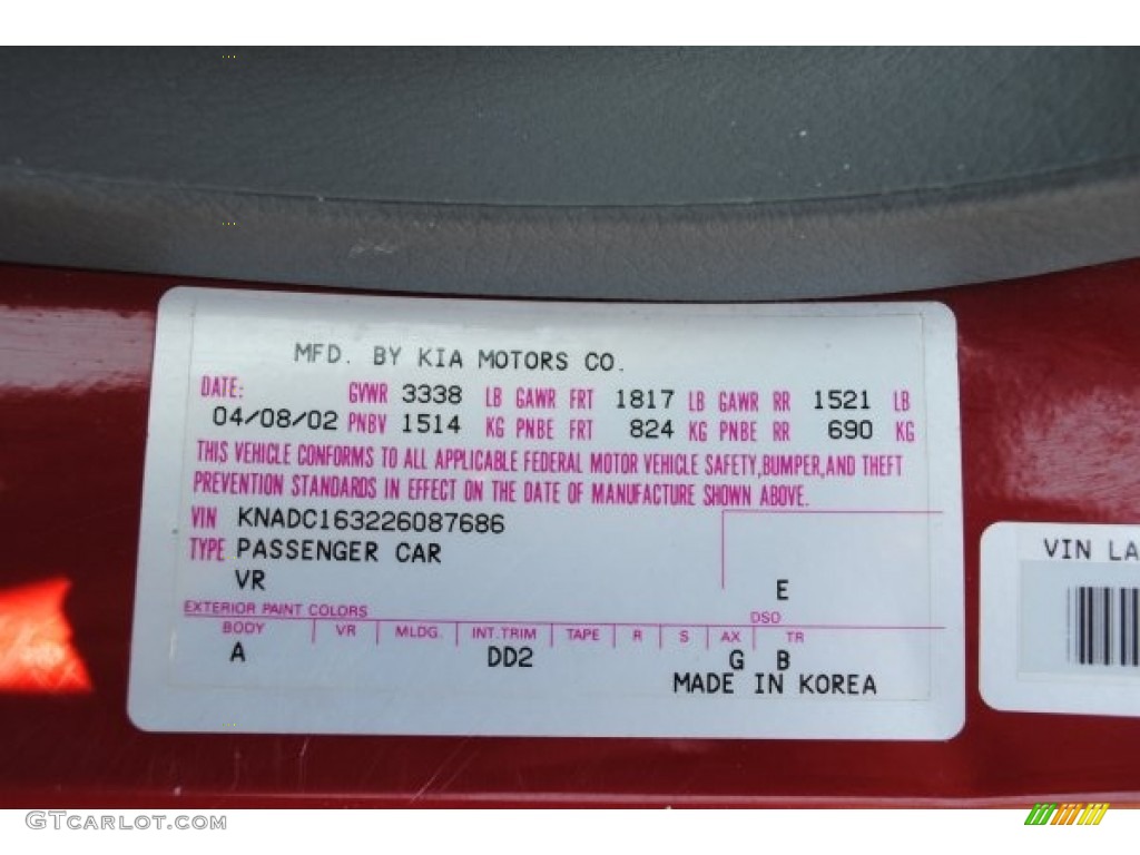 2002 Rio Cinco Hatchback - Classic Red / Gray photo #15