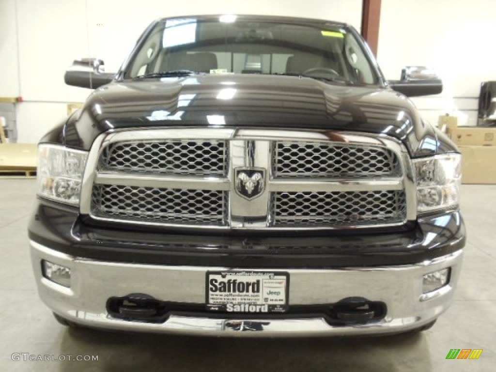 2011 Ram 1500 Laramie Crew Cab 4x4 - Brilliant Black Crystal Pearl / Light Pebble Beige/Bark Brown photo #8