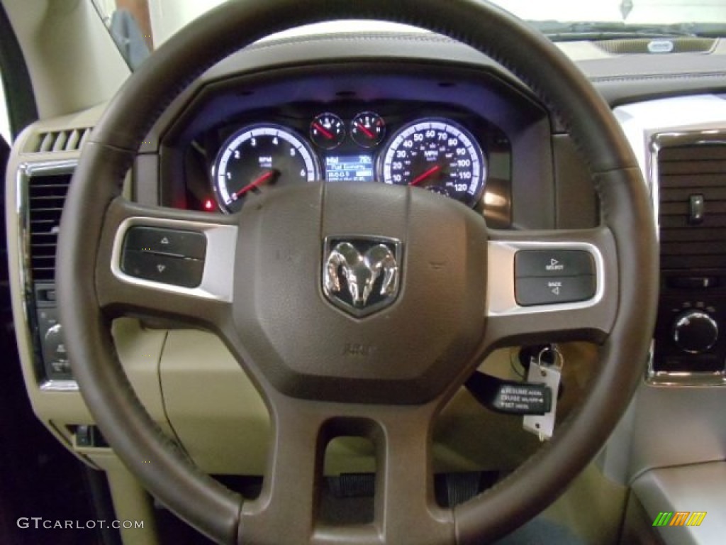 2011 Ram 1500 Laramie Crew Cab 4x4 - Brilliant Black Crystal Pearl / Light Pebble Beige/Bark Brown photo #16