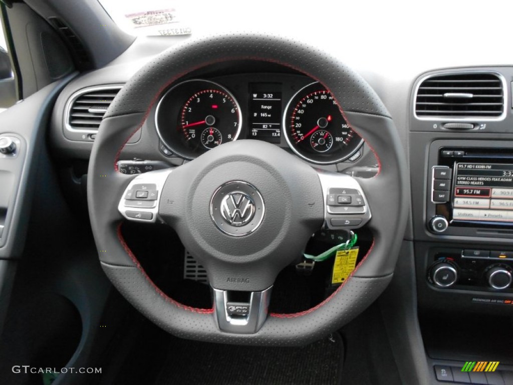 2012 Volkswagen GTI 2 Door Interlagos Plaid Cloth Steering Wheel Photo #56241692
