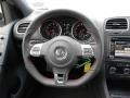 VW black leather wrapped steering wheel