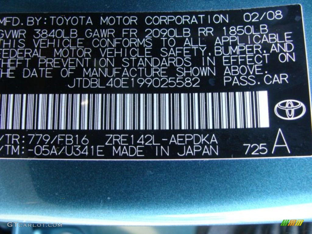 2009 Corolla Color Code 779 for Capri Sea Green Metallic Photo #56243360