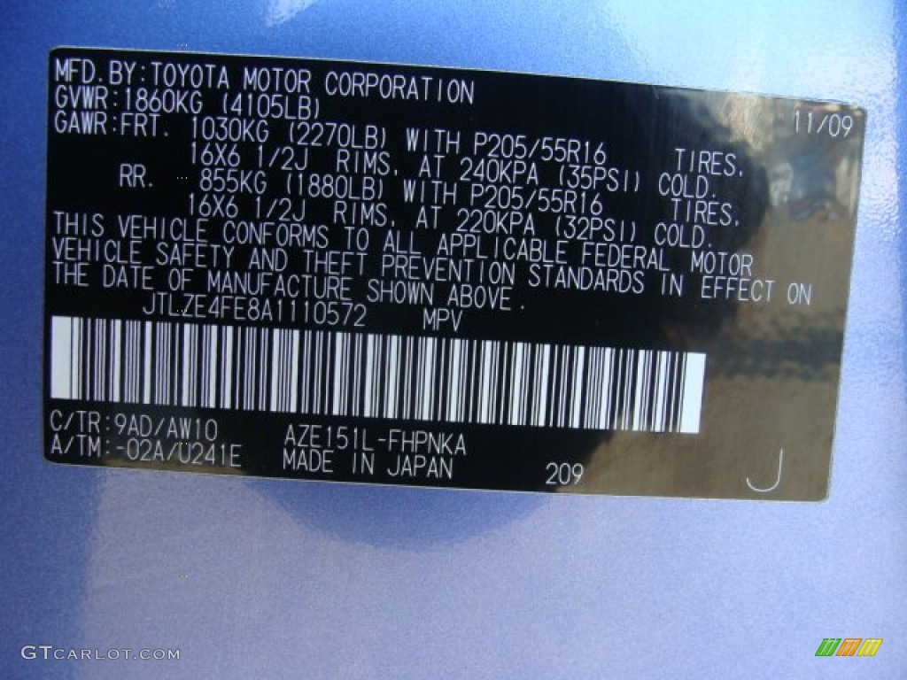 2010 xB Color Code 9AD for RS Murasaki Metallic Photo #56243906