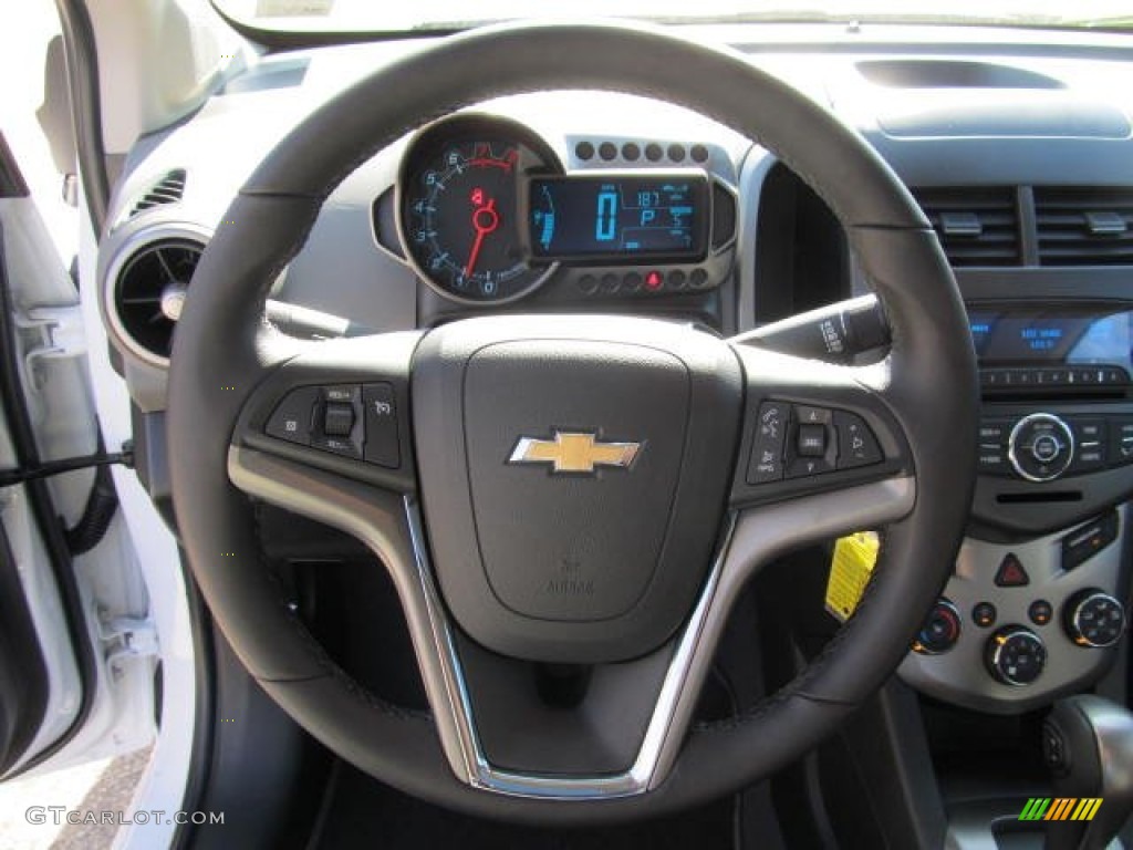2012 Chevrolet Sonic LTZ Sedan Jet Black/Dark Titanium Steering Wheel Photo #56252603
