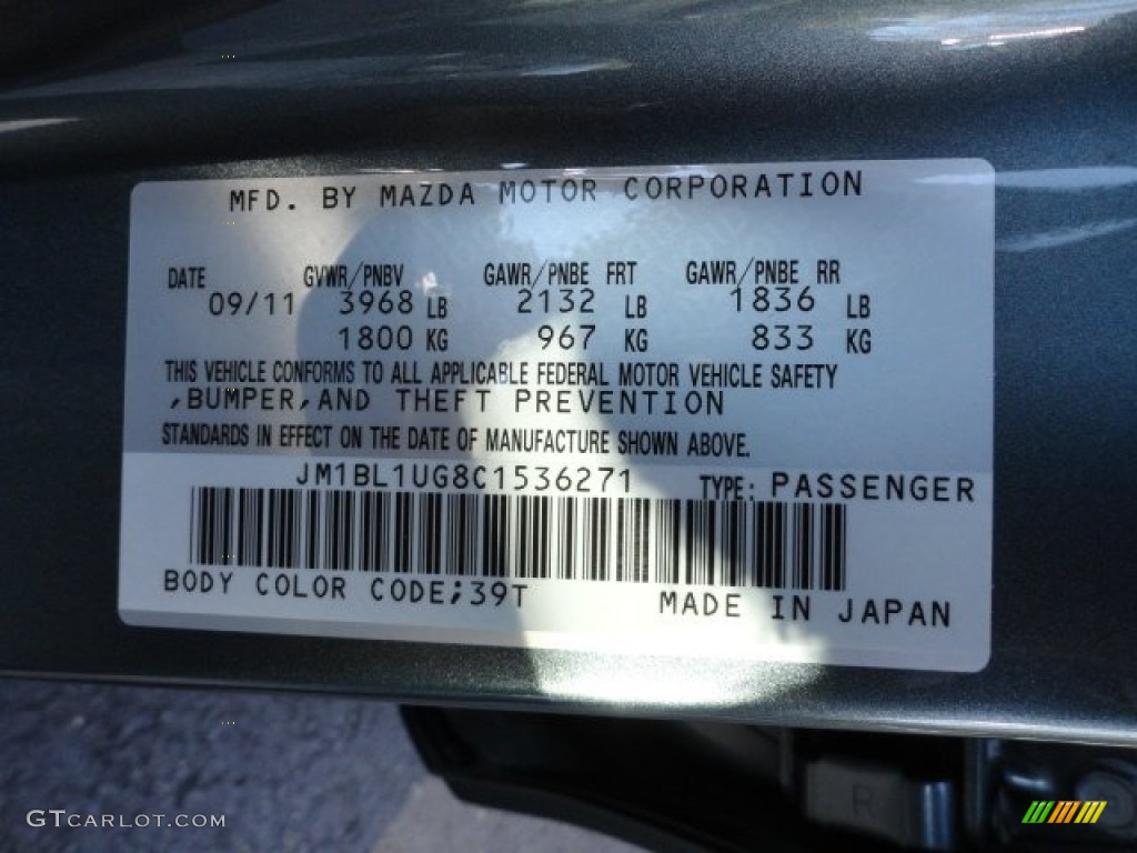 2012 MAZDA3 Color Code 39T For Dolphin Gray Mica Photo 56253932 