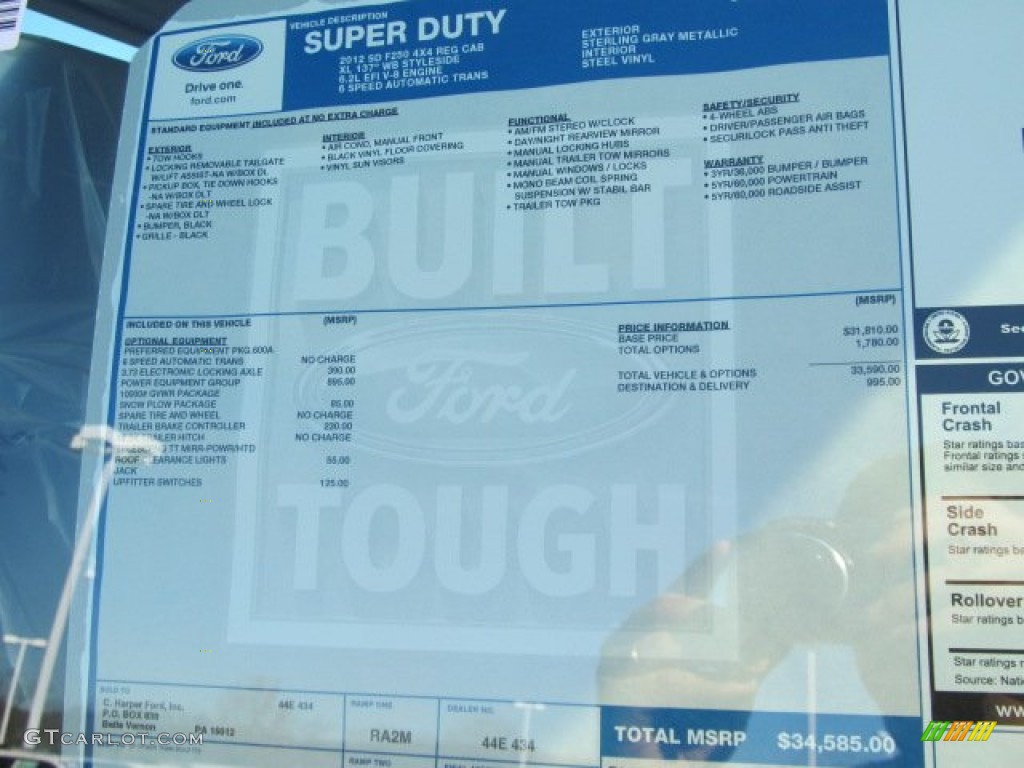 2012 F250 Super Duty XL Regular Cab 4x4 - Sterling Grey Metallic / Steel photo #5
