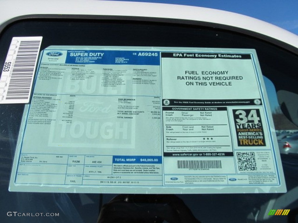 2012 Ford F250 Super Duty XLT SuperCab 4x4 Window Sticker Photo #56259680