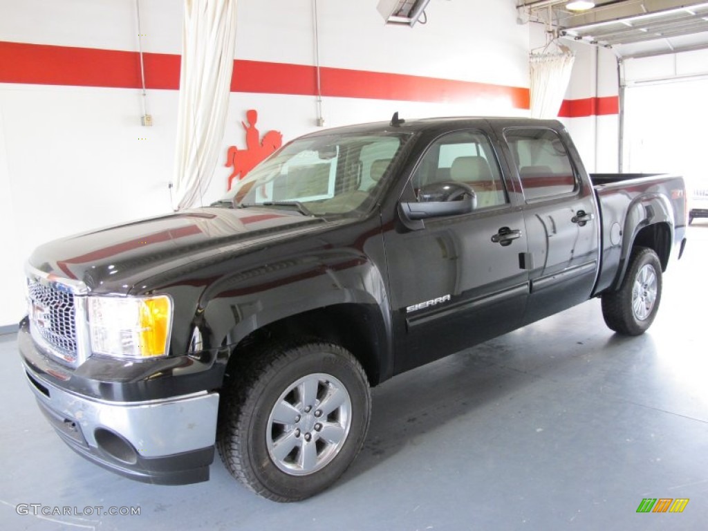 2012 Sierra 1500 SLT Crew Cab - Onyx Black / Very Dark Cashmere/Light Cashmere photo #1