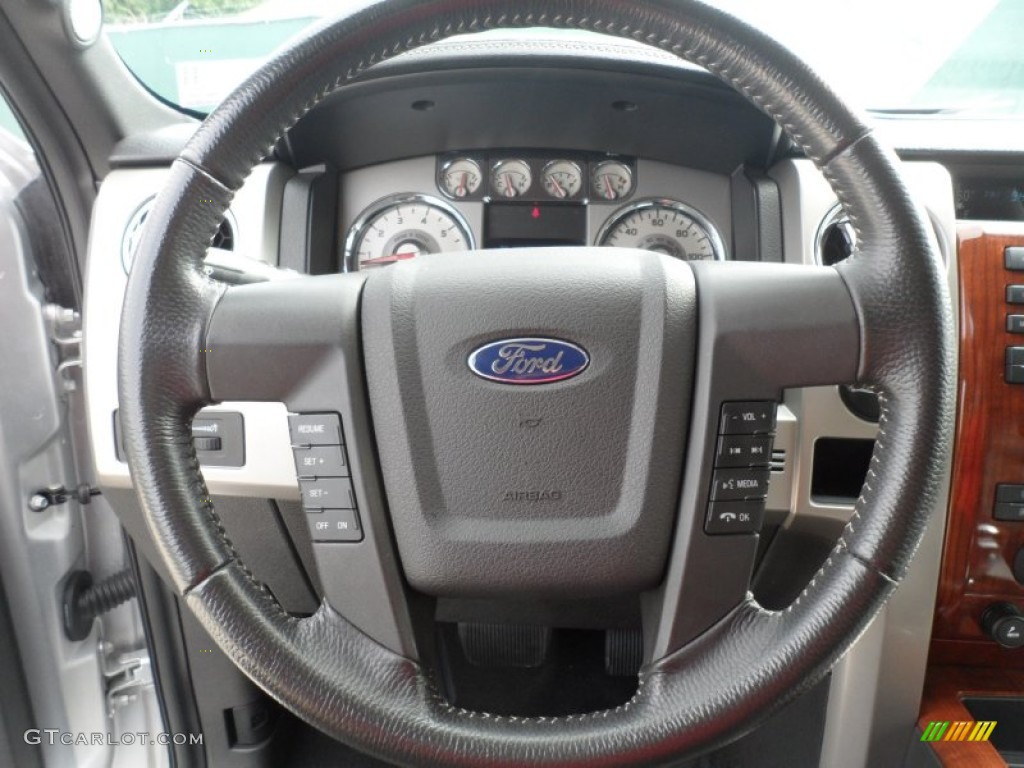 2010 Ford F150 Lariat SuperCrew Black Steering Wheel Photo #56269278
