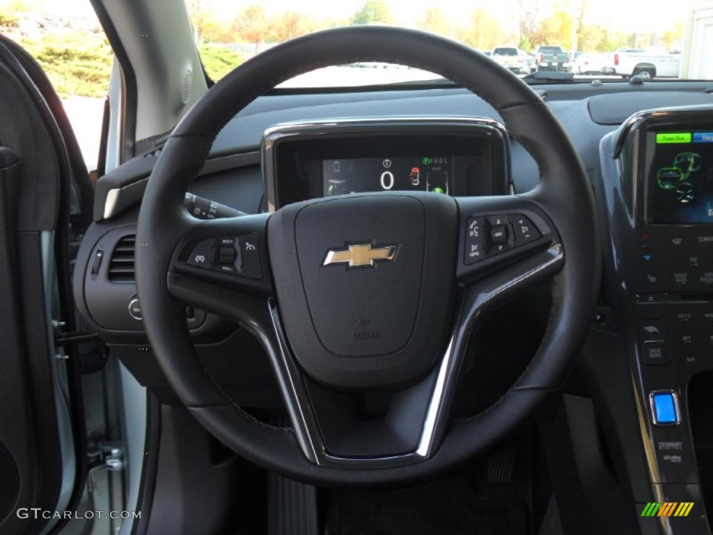 2012 Chevrolet Volt Hatchback Jet Black/Dark Accents Steering Wheel Photo #56269466