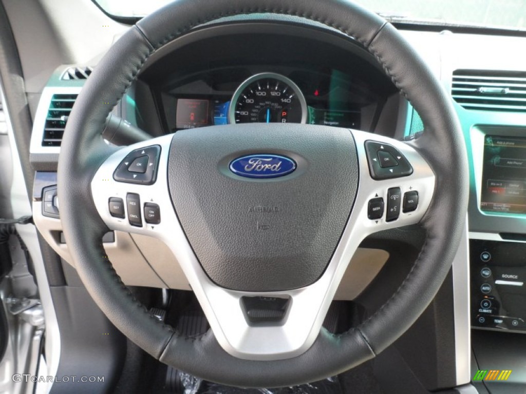 2012 Ford Explorer Limited EcoBoost Limited black leather wrapped steering wheel Photo #56273246