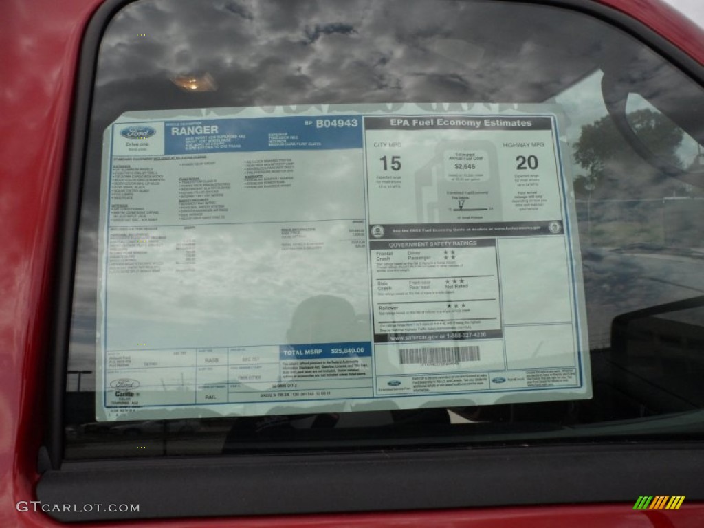 2011 Ford Ranger Sport SuperCab Window Sticker Photo #56273750