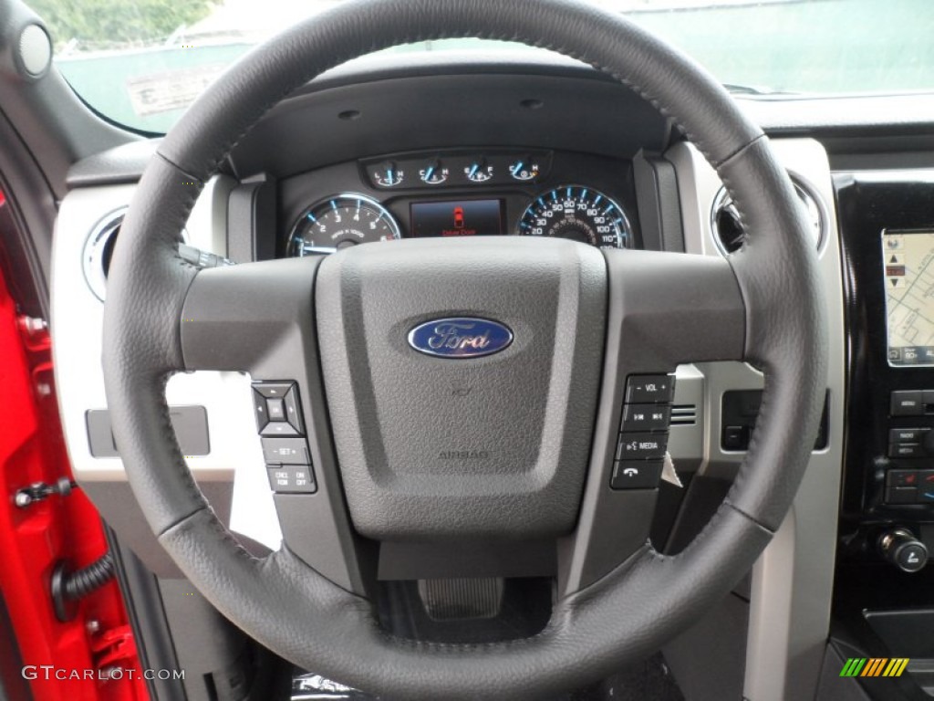 2011 Ford F150 FX4 SuperCrew 4x4 Black Steering Wheel Photo #56273861