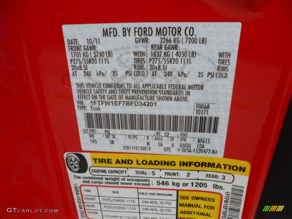 2011 F150 Color Code PQ for Race Red Photo #56273870