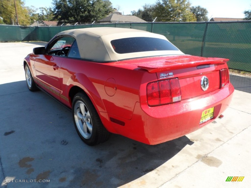 2007 Mustang V6 Premium Convertible - Torch Red / Medium Parchment photo #5