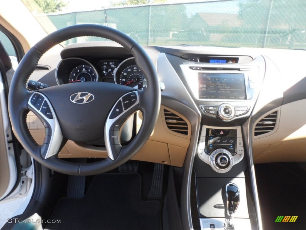 2012 Elantra Limited - Shimmering White / Beige photo #27