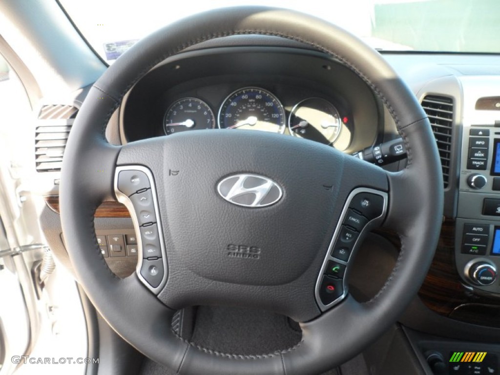 2012 Hyundai Santa Fe Limited V6 Cocoa Black Steering Wheel Photo #56283093