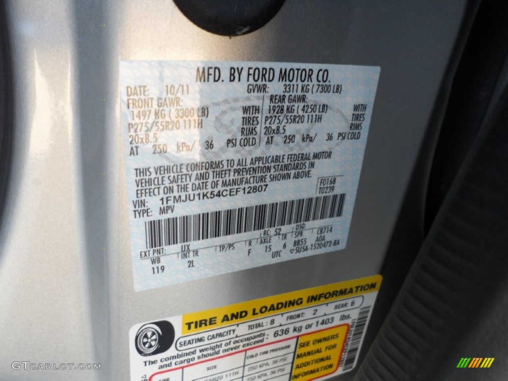 2012 Expedition Color Code UX for Ingot Silver Metallic Photo #56283507