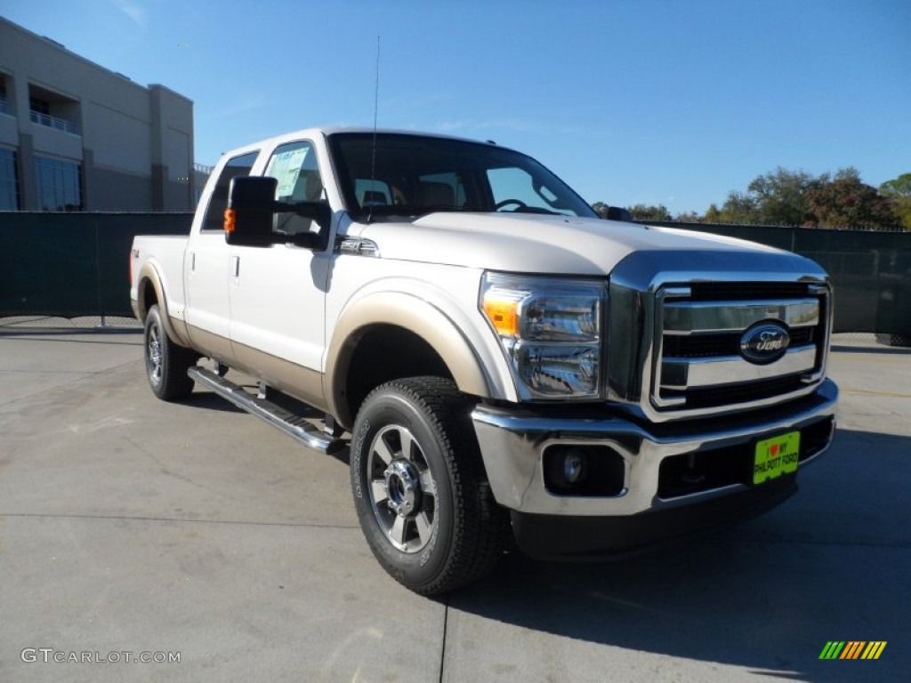 2012 F250 Super Duty Lariat Crew Cab 4x4 - White Platinum Metallic Tri-Coat / Adobe photo #1