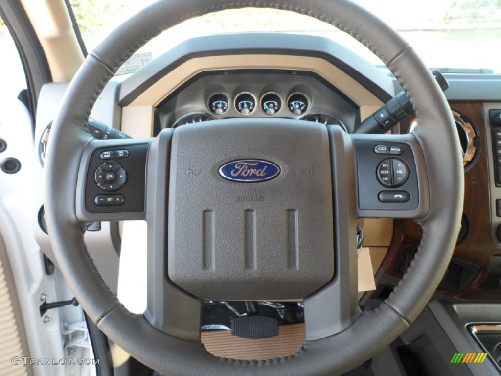 2012 Ford F250 Super Duty Lariat Crew Cab 4x4 Adobe Steering Wheel Photo #56284539