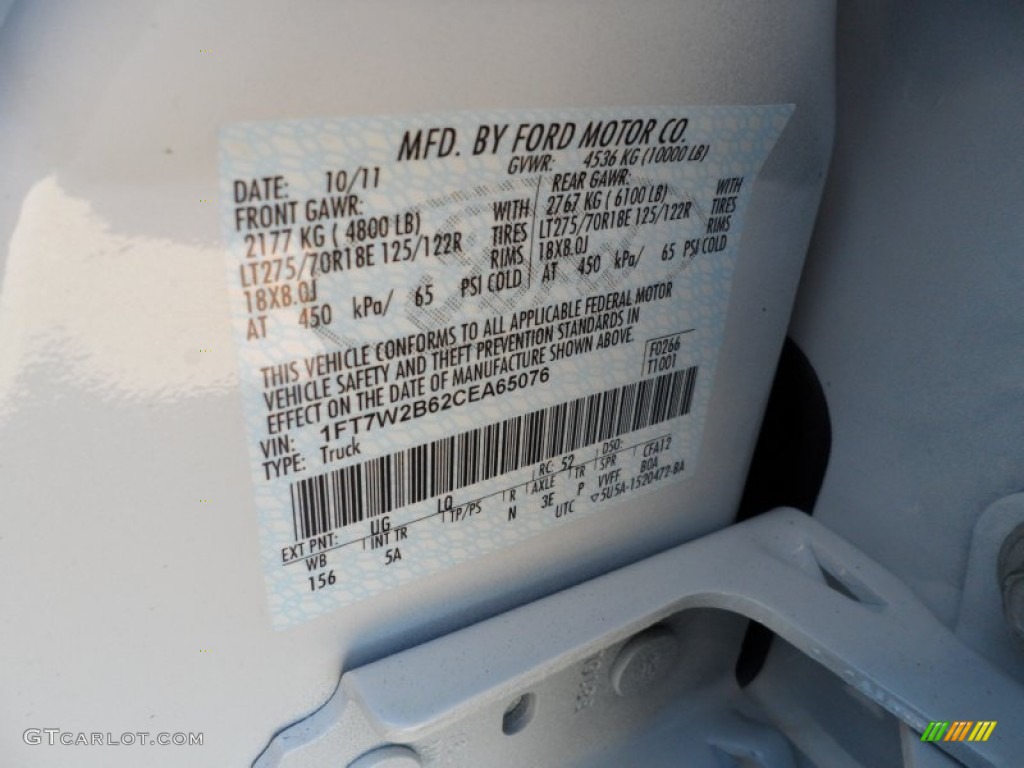 2012 F250 Super Duty Color Code UG for White Platinum Metallic Tri-Coat Photo #56284566