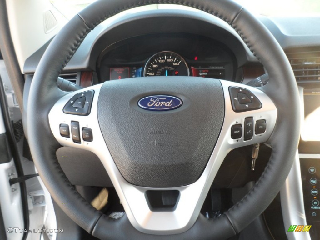 2012 Ford Edge Limited EcoBoost Charcoal Black Steering Wheel Photo #56285571
