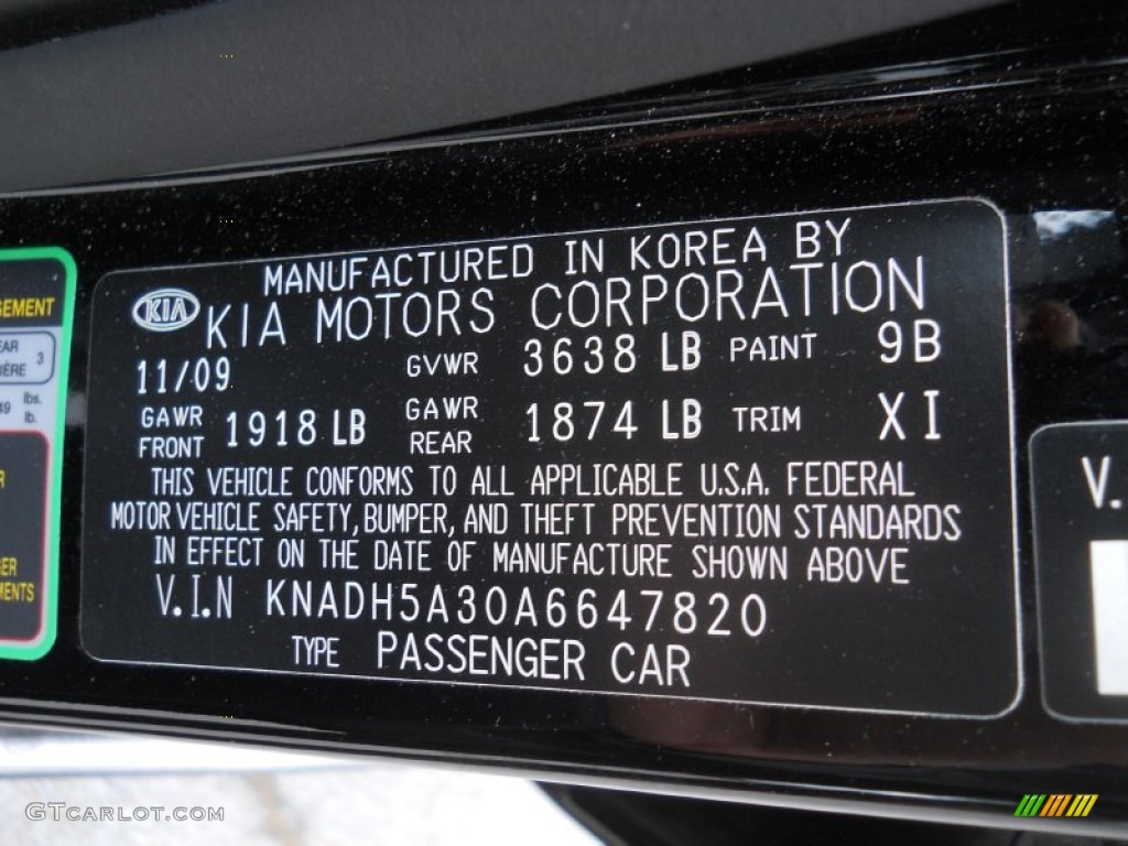 2010 Kia Rio Rio5 LX Hatchback Color Code Photos