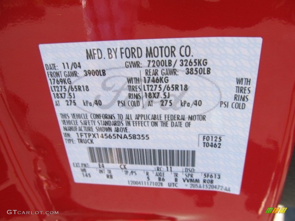 2005 F150 FX4 SuperCab 4x4 - Bright Red / Black photo #19