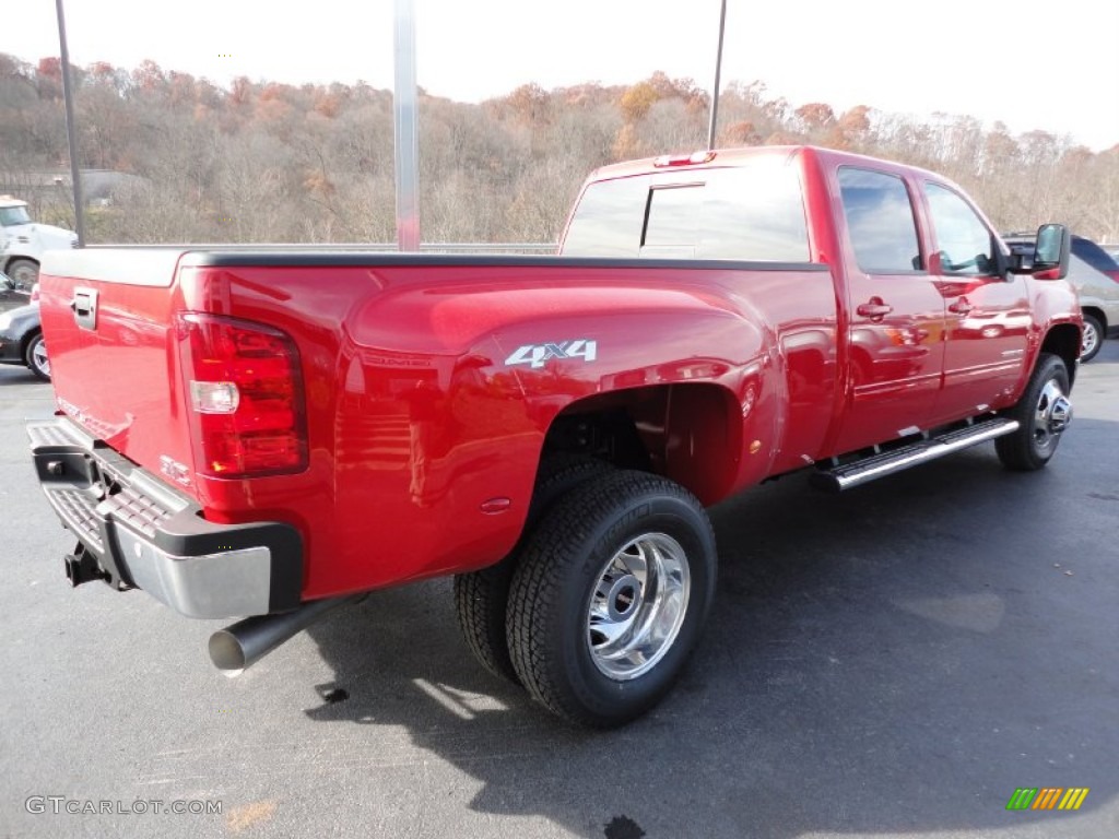 Fire Red 2012 GMC Sierra 3500HD SLT Crew Cab 4x4 Dually Exterior Photo #56294192