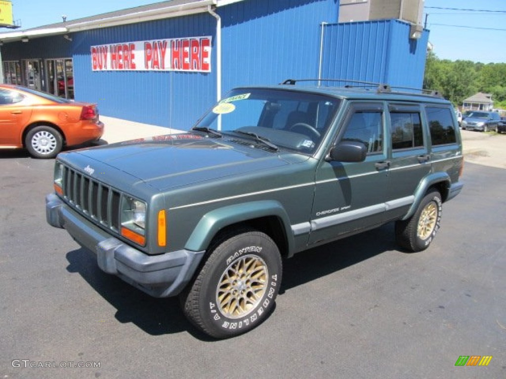 2000 Cherokee Sport 4x4 - Medium Fern Green Metallic / Agate Black photo #1