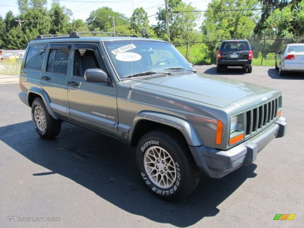 2000 Cherokee Sport 4x4 - Medium Fern Green Metallic / Agate Black photo #5