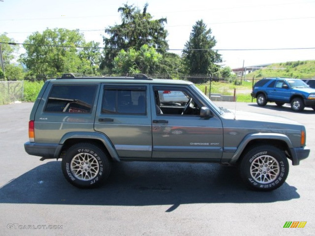 2000 Cherokee Sport 4x4 - Medium Fern Green Metallic / Agate Black photo #6