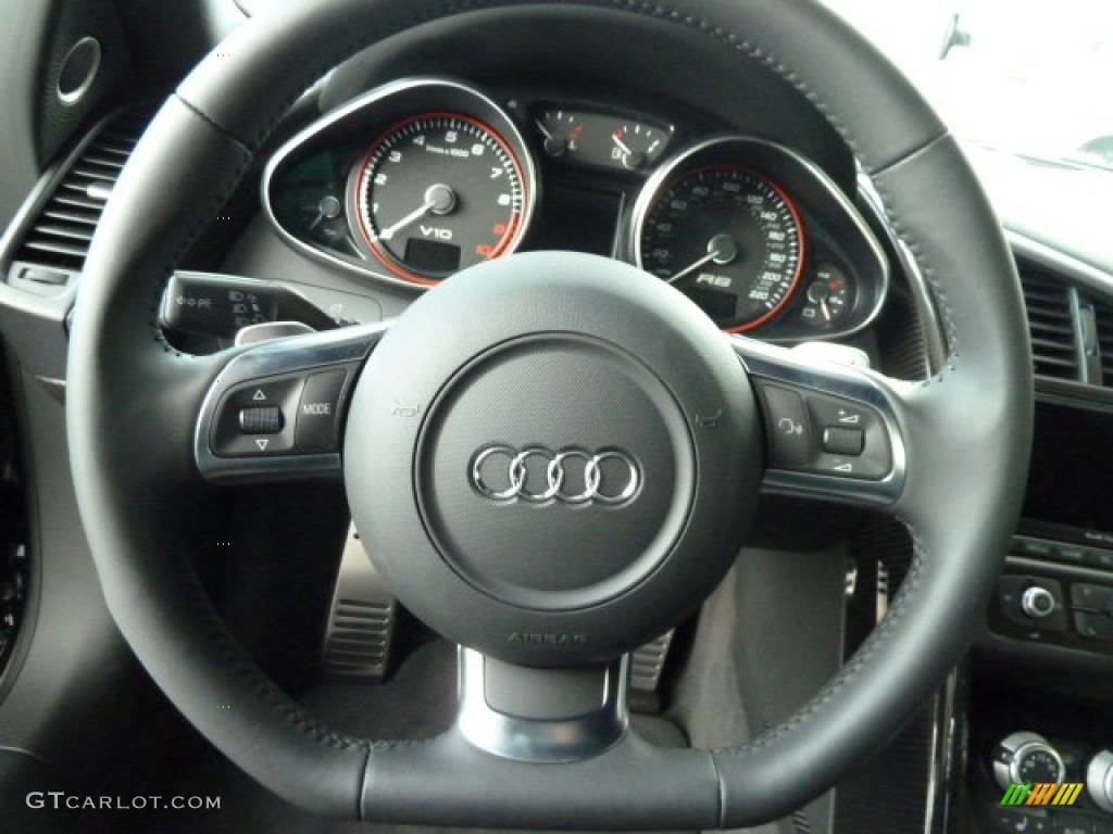 2012 Audi R8 5.2 FSI quattro Black Steering Wheel Photo #56298039