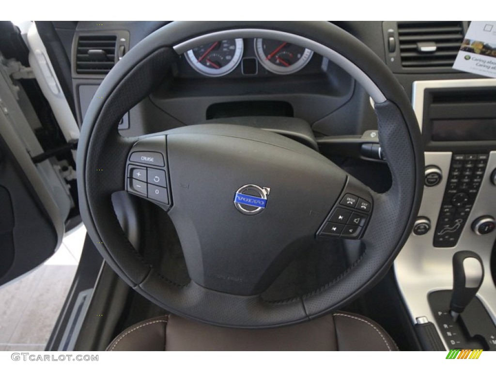 2012 Volvo C70 T5 Platinum Cacao/Off Black Steering Wheel Photo #56299408