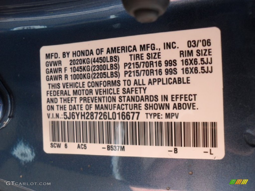 2006 Element EX-P AWD - Atomic Blue Metallic / Black/Gray photo #9