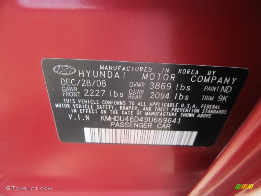 2009 Elantra GLS Sedan - Apple Red Pearl / Beige photo #19