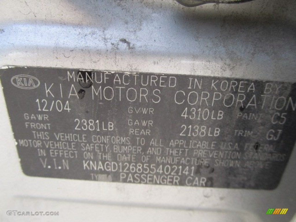 2005 Kia Optima LX Color Code Photos