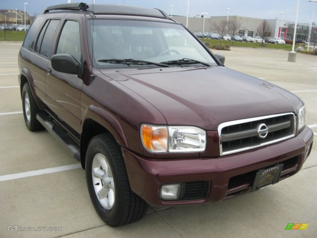 2003 Pathfinder LE 4x4 - Merlot Red Pearl / Charcoal photo #2
