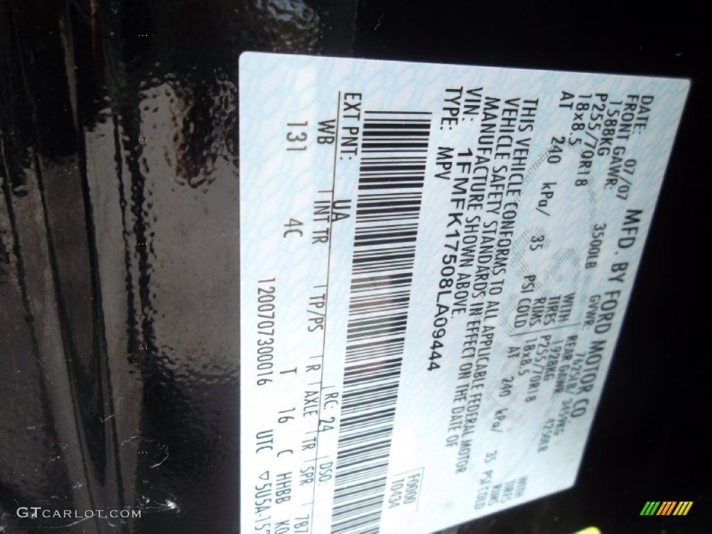 2008 Expedition Color Code UA for Black Photo #56311569