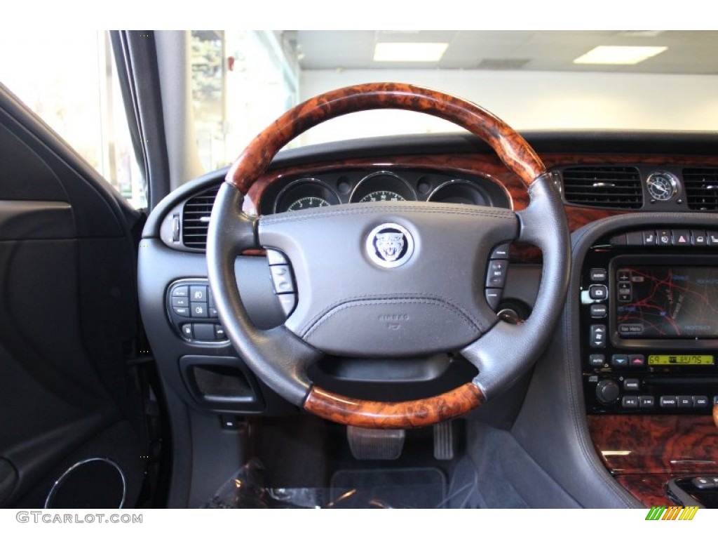 2008 Jaguar XJ XJ8 Charcoal Steering Wheel Photo #56317775