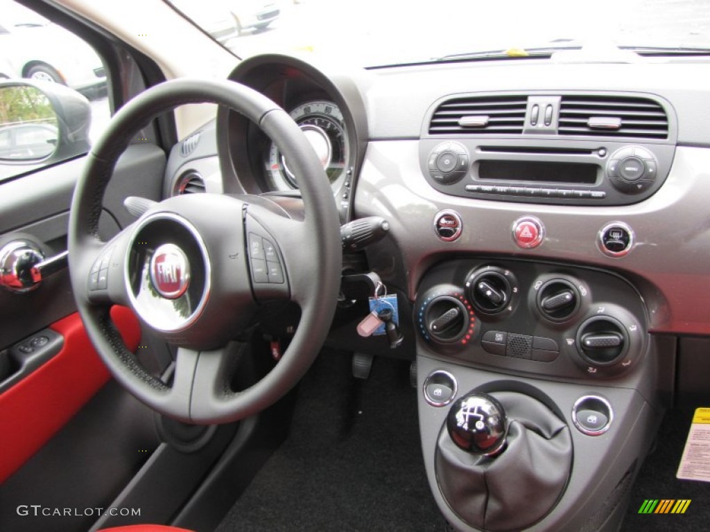 2012 Fiat 500 Pop Tessuto Rosso/Nero (Red/Black) Dashboard Photo #56320593